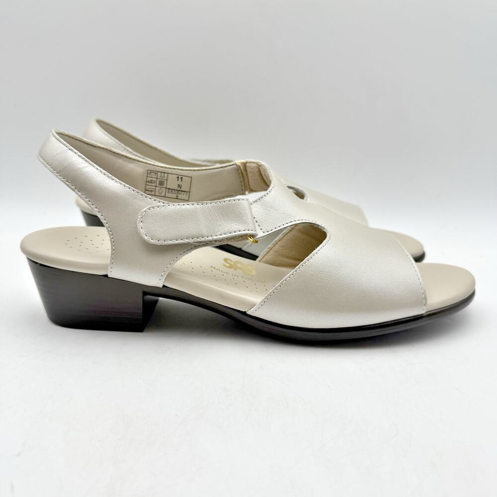 SAS Womens Suntimer Heeled Sandal US 11 Narrow Cream Leather NIB - Picture 4 of 13
